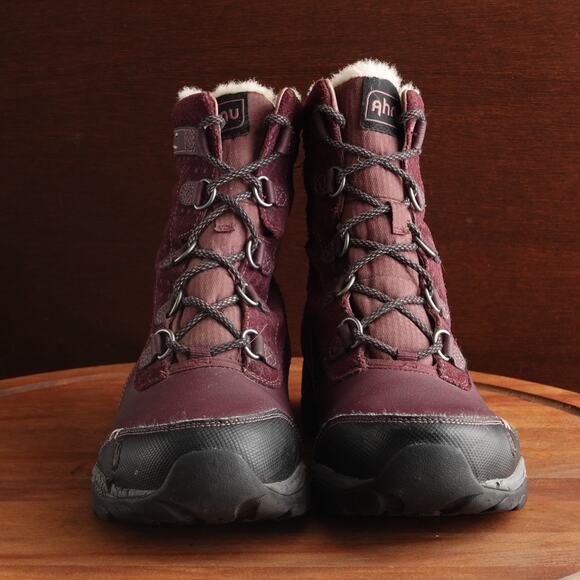 Ahnu Boots Womens SZ 10 Burgundy Twaine Hart Waterproof Hiking Outdoor Gorpcore - Picture 3 of 16